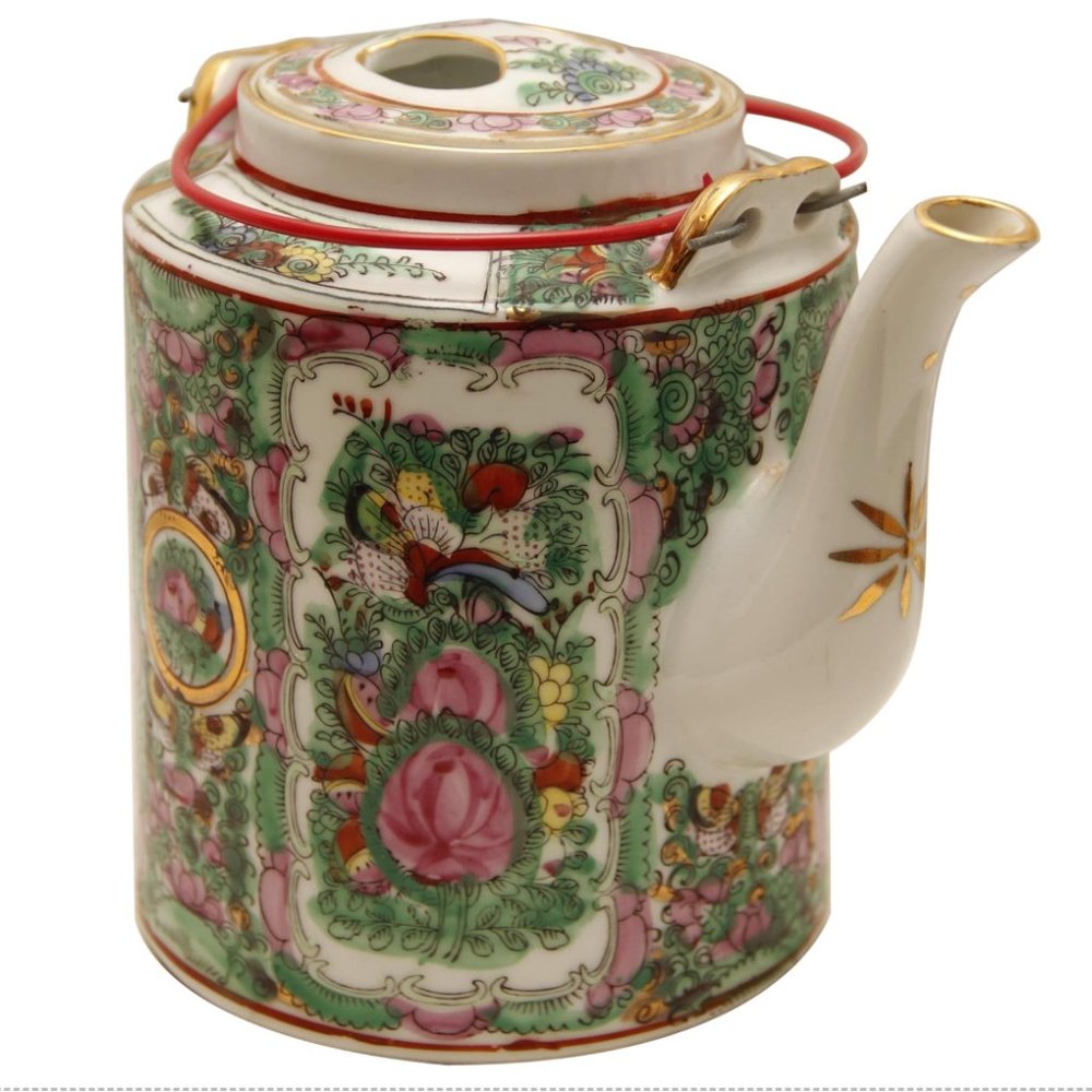 A Famille Rose Teapot with the Medallion design--Gorgeous